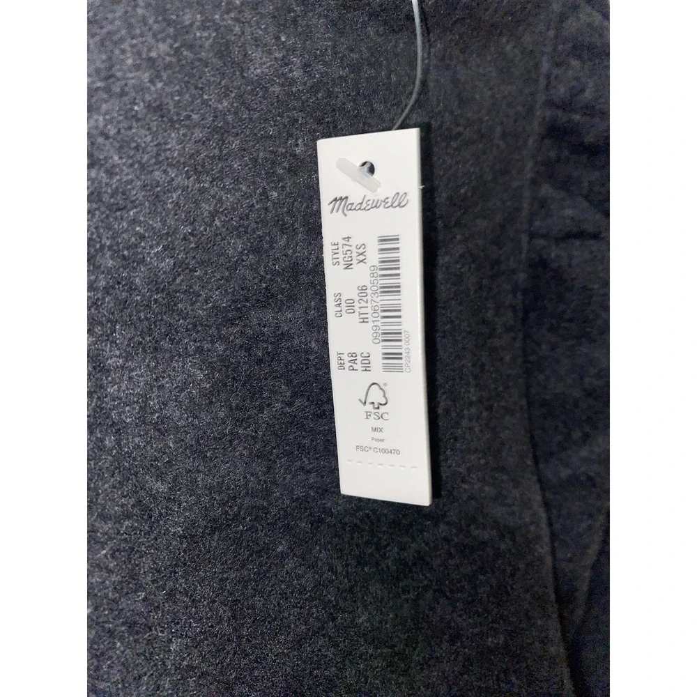 Madewell Brushed Puff-Sleeve Top Heathered‎ Dark Gray Blouse Long Sleeve XXS NWT